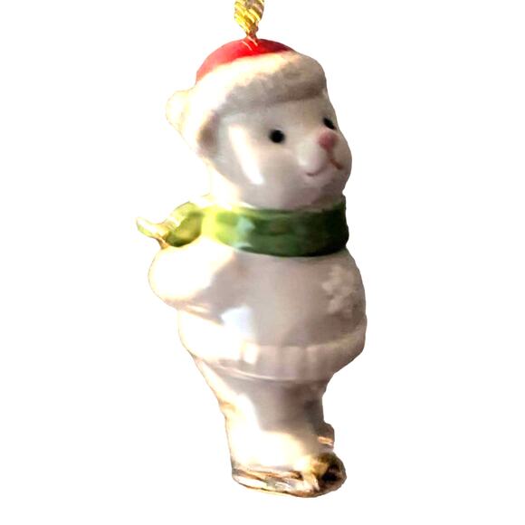 New in Box Lenox Bear on Ice Skates Collectible Ceramic Christmas Tree Ornament - Picture 2 of 6